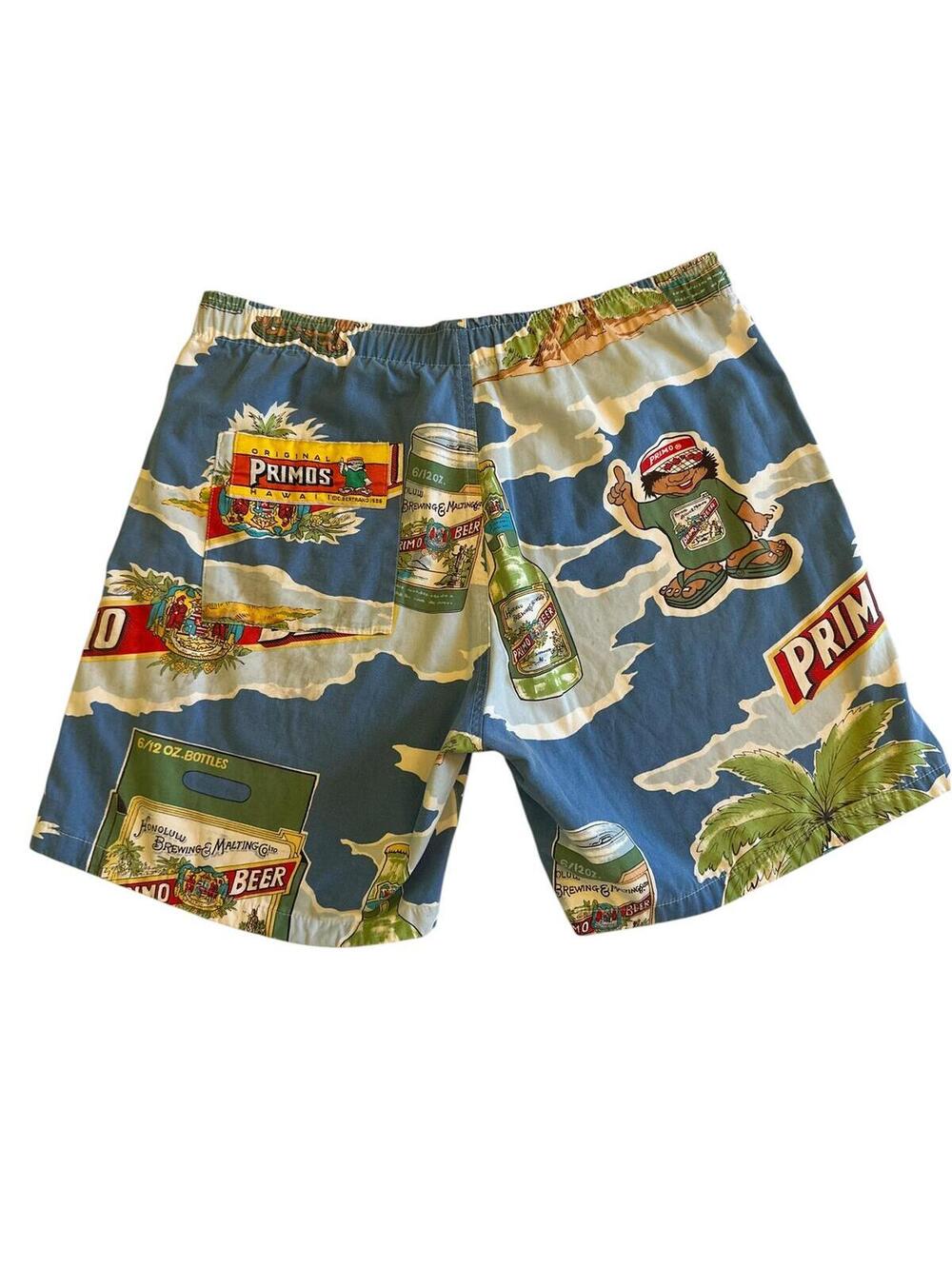 Vintage Primo Beer Hawaii All-Over Print Swim Trunks Shorts